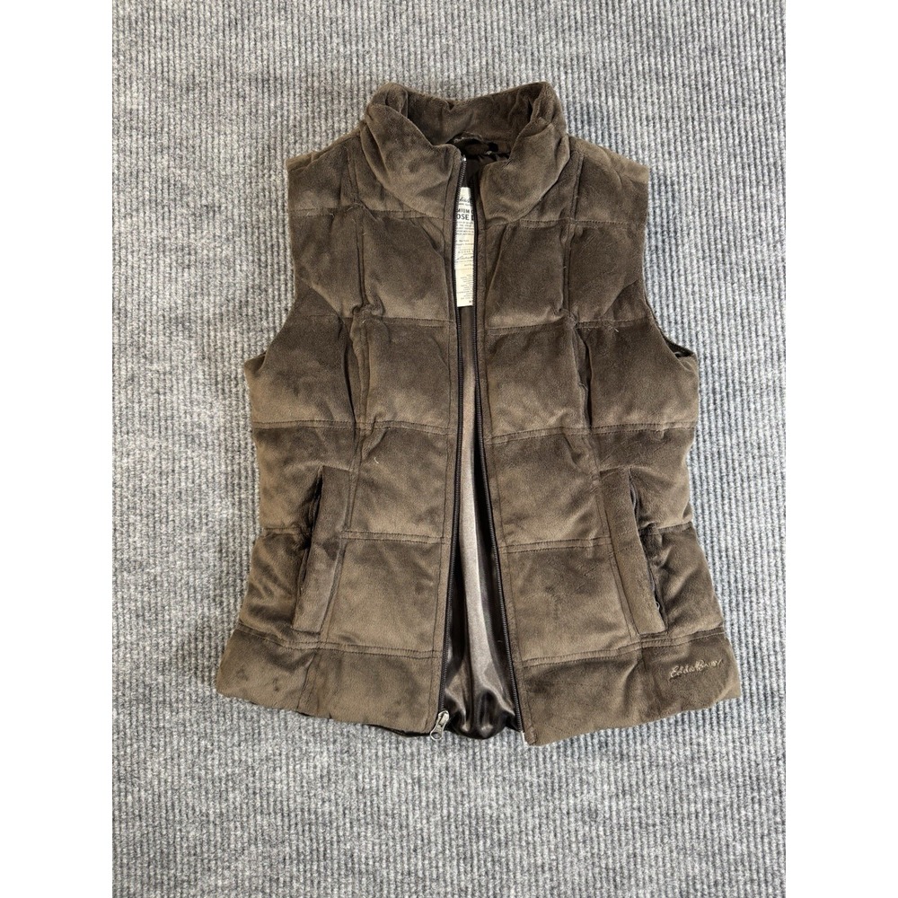Eddie Bauer‎ Women's Brown Goose Down Quilted Full Zip Puffer Vest XS